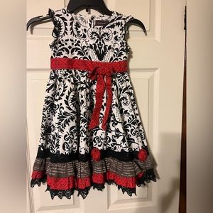 Girls Mustard Pie Black Damask Red Dress 6